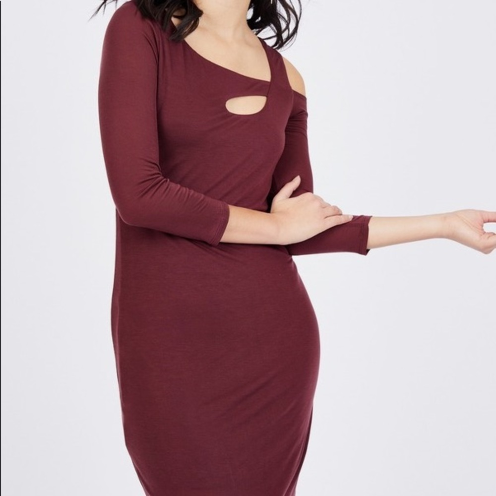Burgundy/wine Cotton cut out Dress